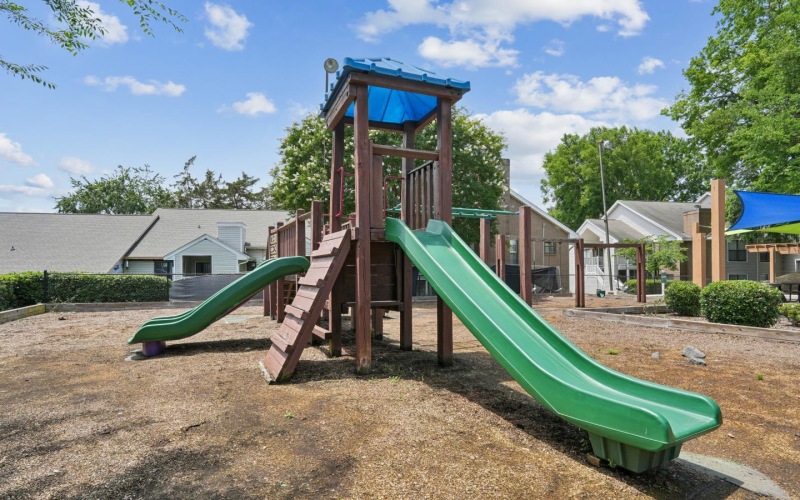 a playground with a slide